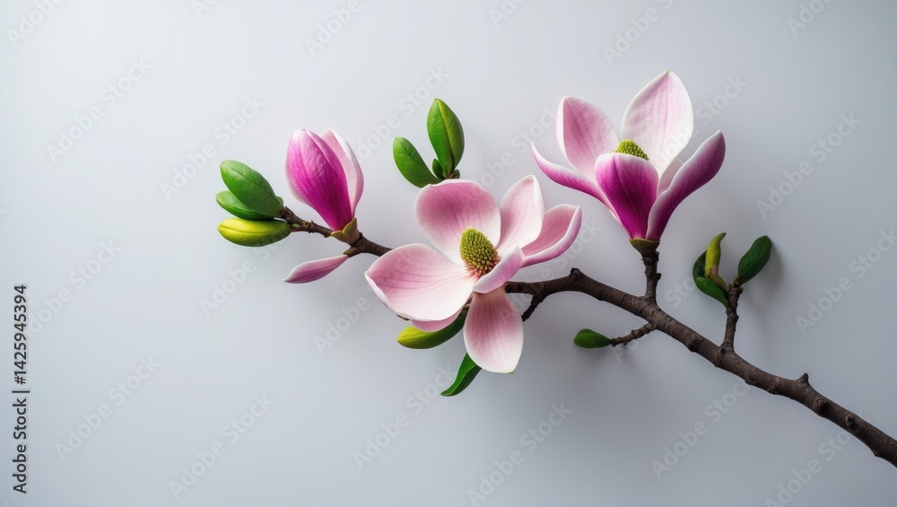 Magnolia branch isolated against a plain background Magnolia branch isolated against a plain background