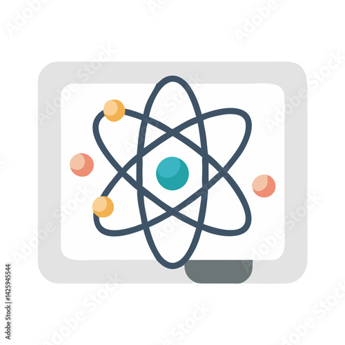 Atom Model Icon Representing Atomic Structure and Scientific Discovery