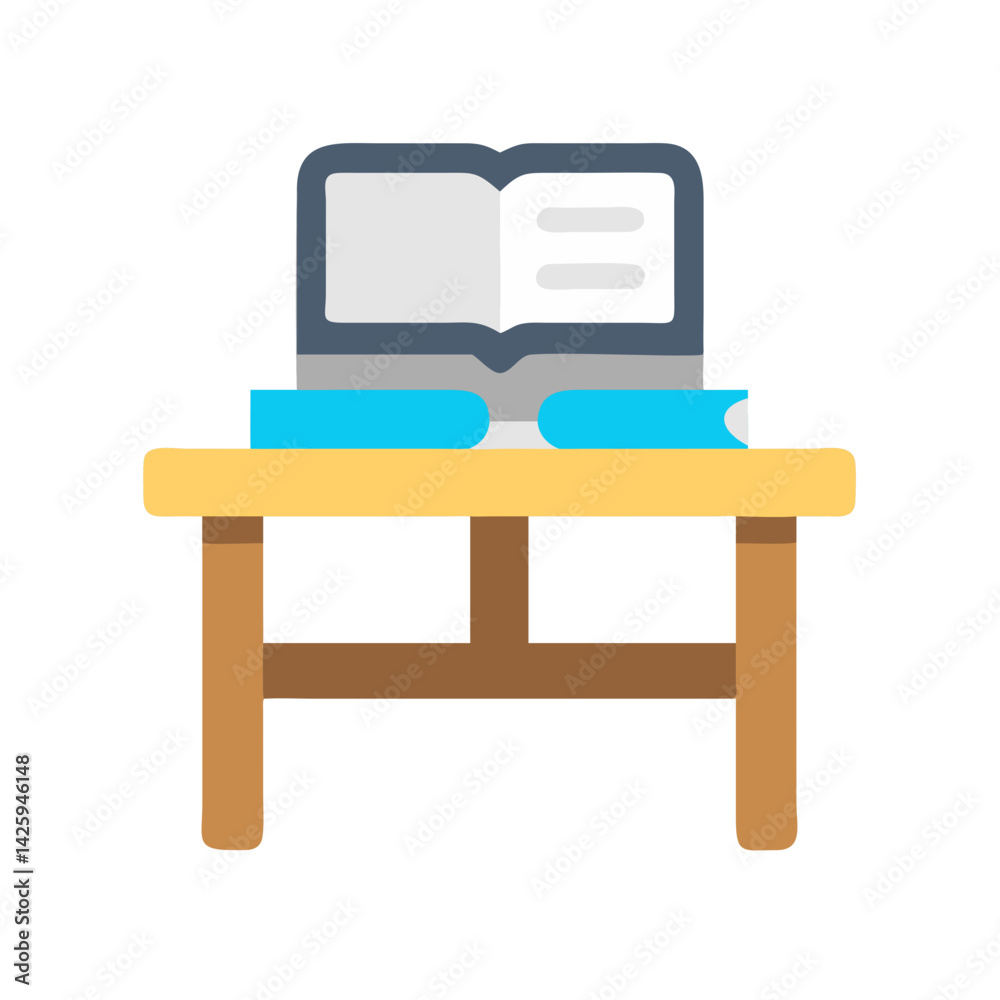 Book on Desk Icon Representing Classroom Learning and Educational Environment Book on Desk Icon Representing Classroom Learning and Educational Environment