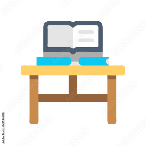Book on Desk Icon Representing Classroom Learning and Educational Environment
