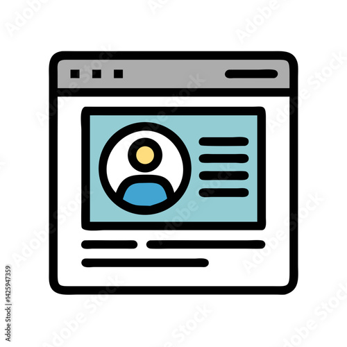 Browser with User Icon Representing Web Profile and Online Identity