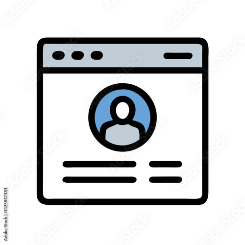 Browser with User Icon Representing Web Profile and Online Identity