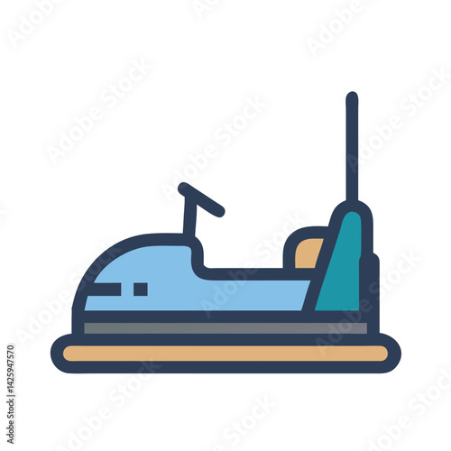 Bumper Car Icon Representing Amusement Ride and Fun Park Attraction