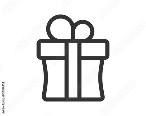 Elegant line art illustration of a gift box with a bow. Perfect for holiday greetings, ecommerce promotions, or celebrating special occasions. Simple, clean  universally appealing.