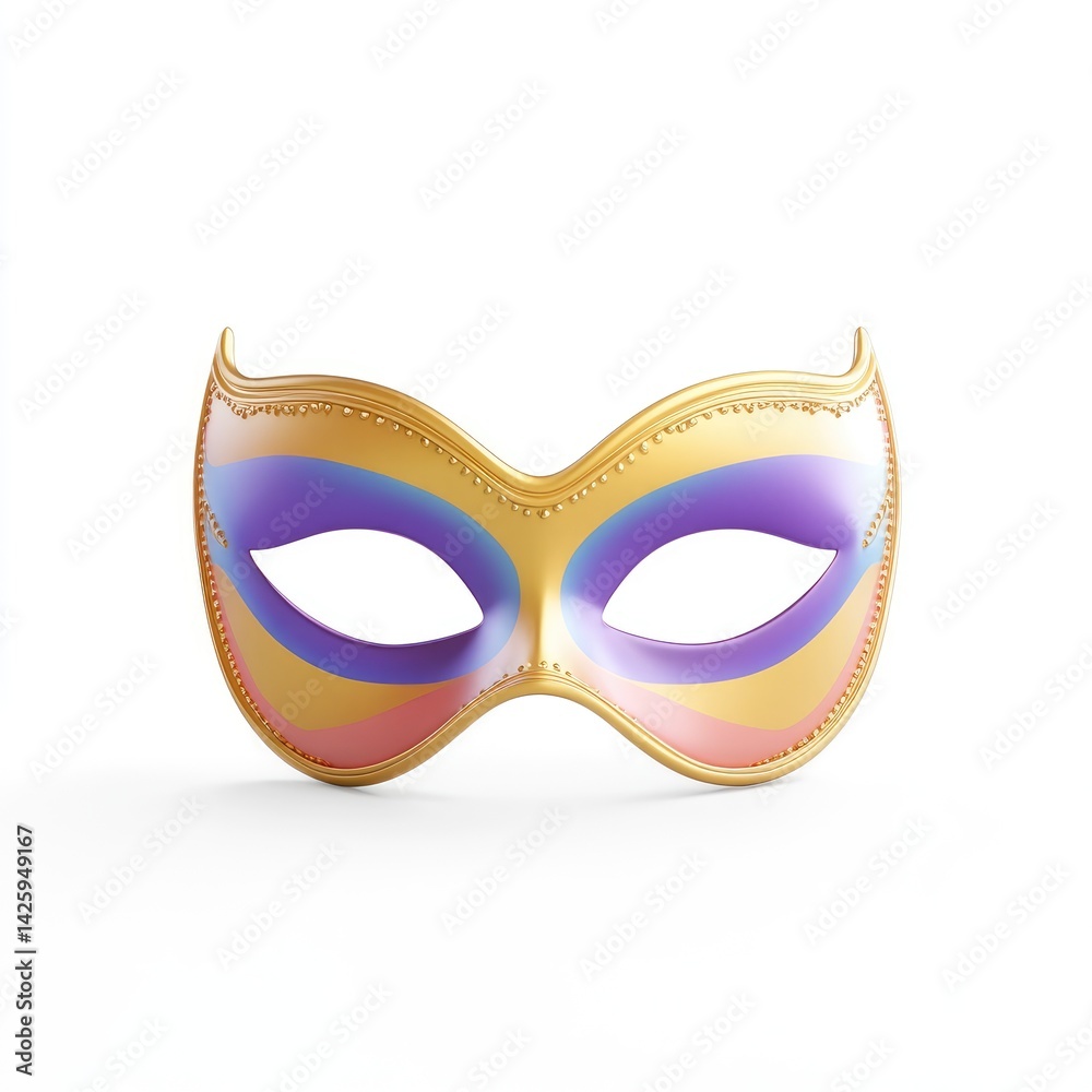 Fototapeta premium Golden venetian mask with vibrant color accents.