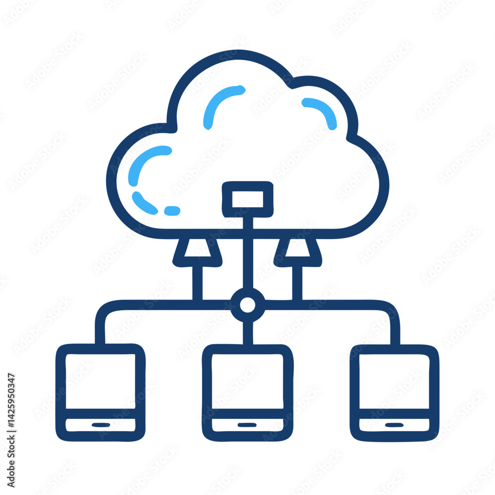 Cloud with Connected Devices Icon Representing Cloud Integration and IoT Connectivity