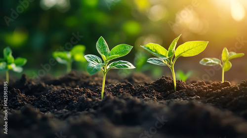 A microscopic view of beneficial genetically modified bacteria enriching soil for sustainable farming