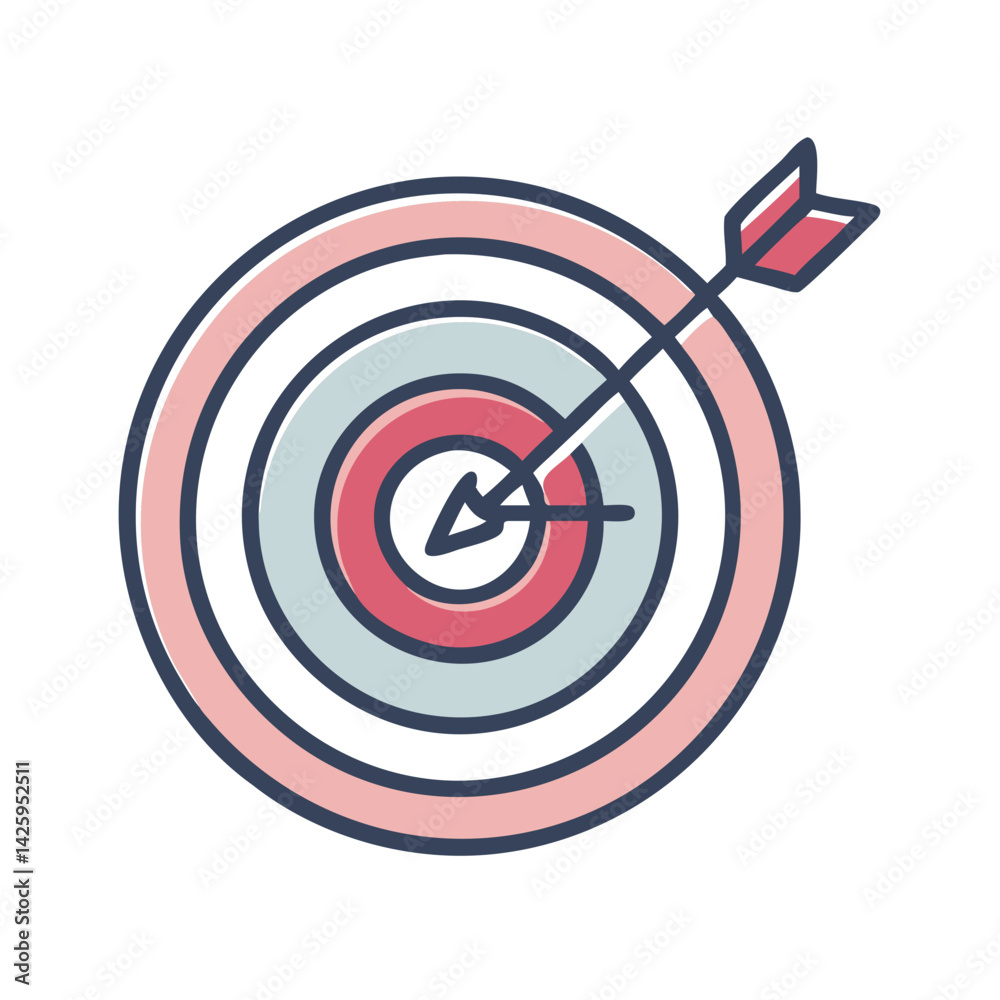 Dartboard with Dart Icon Representing Precision and Goal Achievement Dartboard with Dart Icon Representing Precision and Goal Achievement