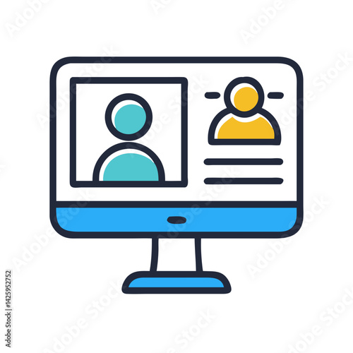Desktop with Profile Representing Online Conference and Virtual Meeting