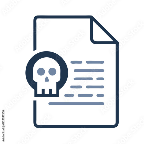 Document with Skull Icon Representing Malware File and Cyber Threat