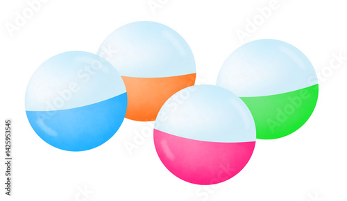 カラフルなたくさんのガチャガチャのカプセルのイラスト
