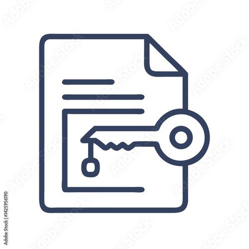 File with Key Icon Representing Data Encryption and Secure Access
