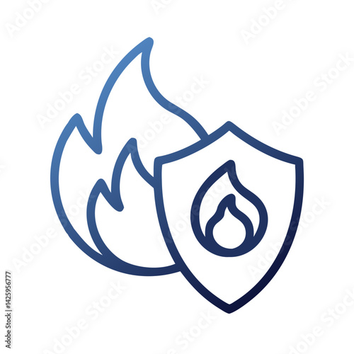 Flame with Shield Representing Fire Protection and Safety