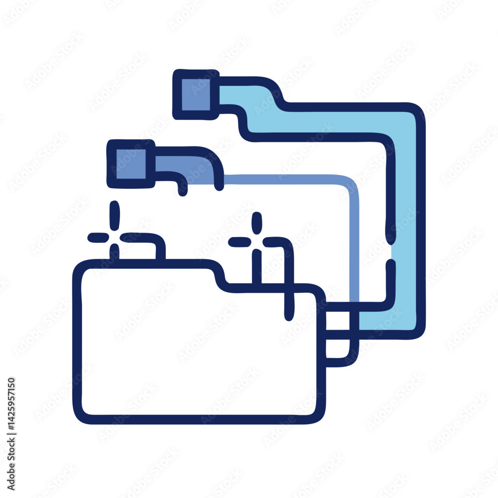 Folder with Pipes Icon Representing Data Exfiltration and Security Breach Folder with Pipes Icon Representing Data Exfiltration and Security Breach