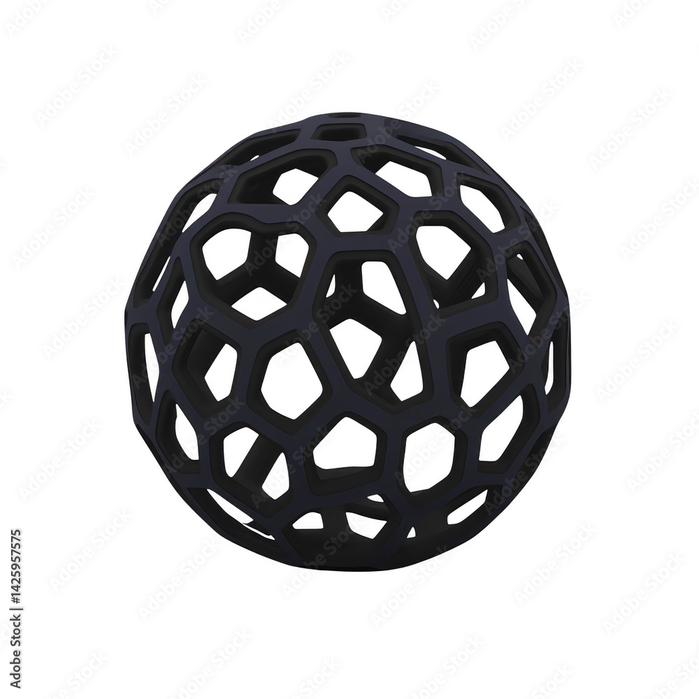 geometric black sphere with hexagonal pattern creates modern, abstract design. open structure allows light to pass through, casting intricate shadows geometric black sphere with hexagonal pattern creates modern, abstract design. open structure allows light to pass through, casting intricate shadows
