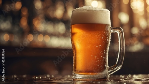 Fototapeta Naklejka Na Ścianę i Meble -  Chilled beer with condensation droplets