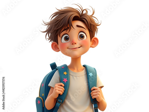 Cute Cartoon Boy Illustration: Back to School, Happy Child, Digital Art transparent background