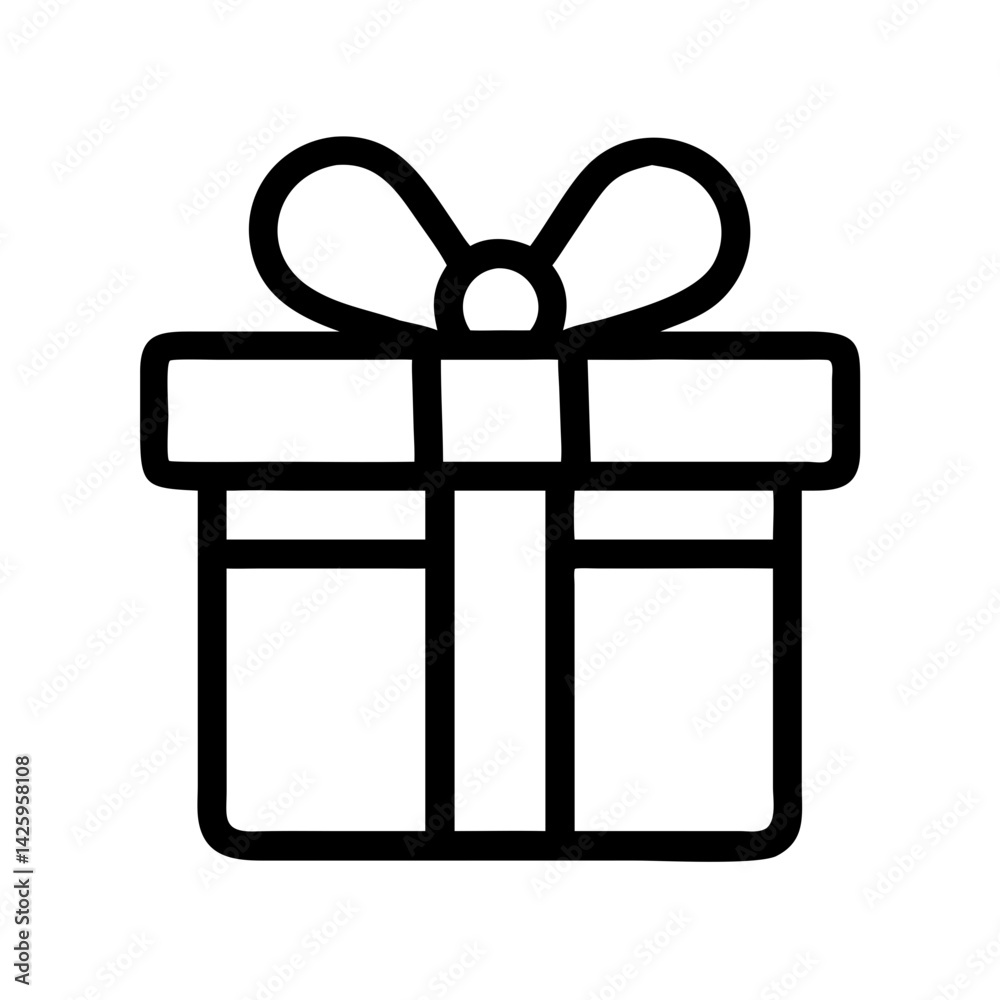 Gift Box with Bow Icon Representing Party Present and Special Occasion Gift Box with Bow Icon Representing Party Present and Special Occasion