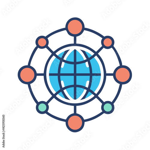 Global Network Icon Representing Worldwide Connectivity and International Communication