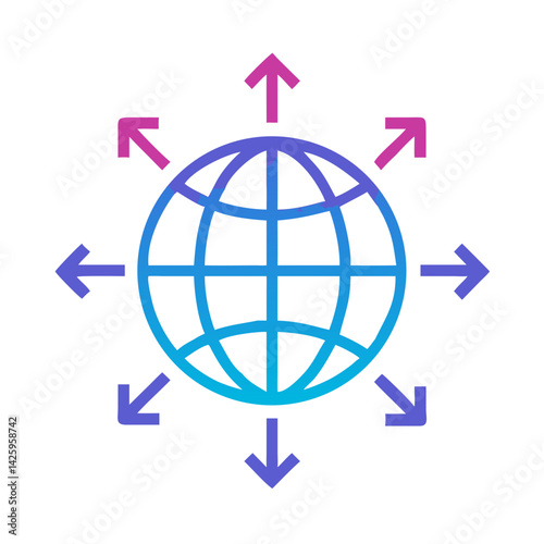 Globe with Arrows Icon Representing Global Distribution and International Trade