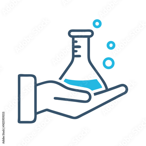 Hand Holding Flask Icon Representing Responsible Science and Ethical Research