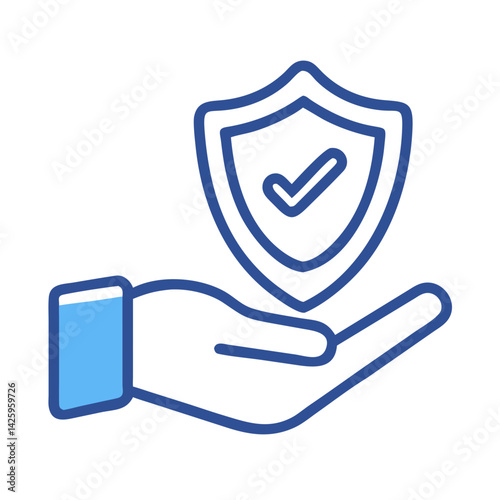 Hand Holding Shield Icon Representing General Insurance and Protection Coverage