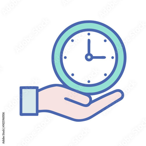 Hand with Clock Icon Representing Time Management and Productivity Control