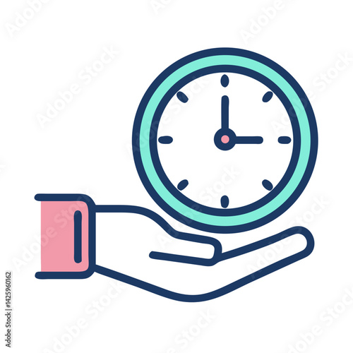 Hand with Clock Icon Representing Time Management and Productivity Control