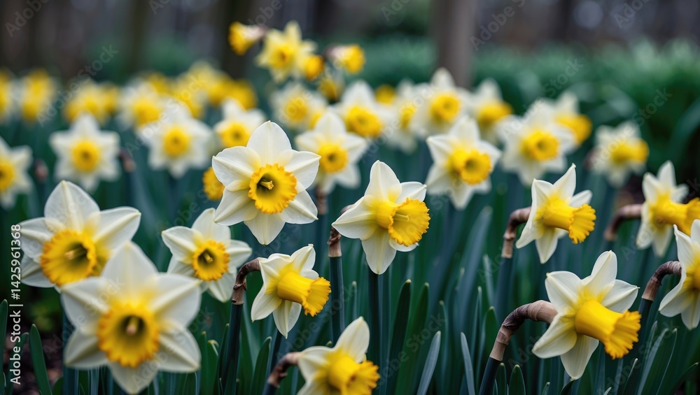 Garden filled with blooming Daffodils