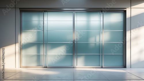 Glass and Aluminum Door Design Featuring Double Swing and Light Filter Film