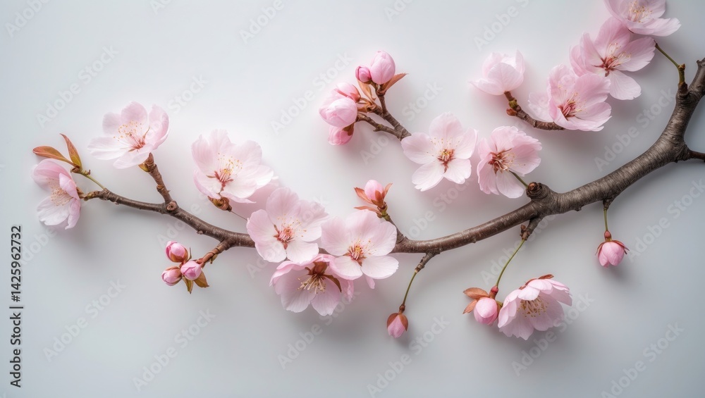 Obraz premium Single Cherry Blossom on a Branch