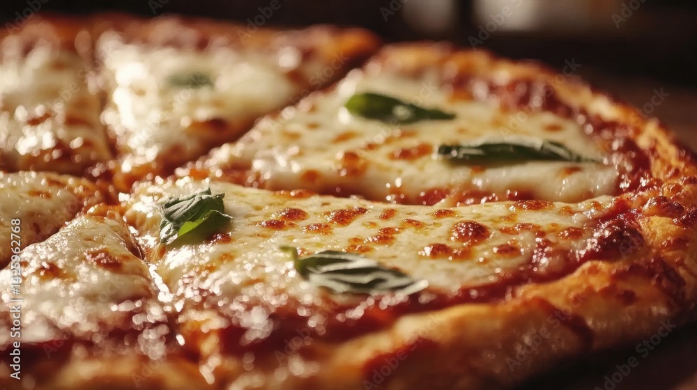 Crispy Margherita Pizza with Fresh Basil Garnish Crispy Margherita Pizza with Fresh Basil Garnish