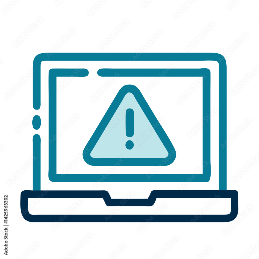 Laptop with Alert Symbol Icon Representing Security Warning and System Risk Notification Laptop with Alert Symbol Icon Representing Security Warning and System Risk Notification