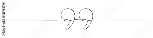 Quotes continuous one line drawing. Quotation marks symbol. Vector illustration.