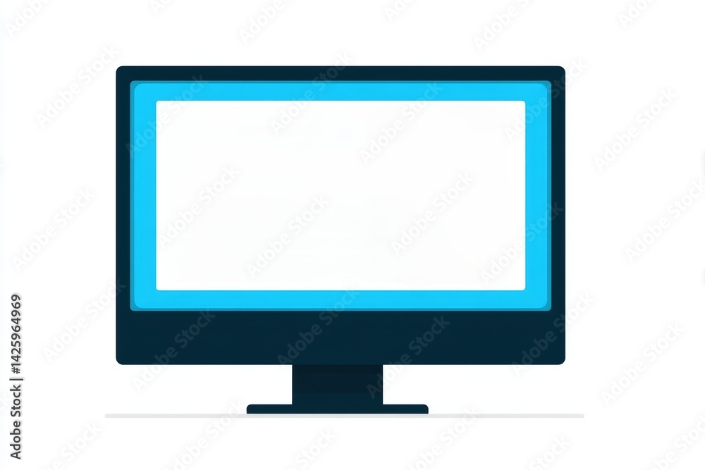 Modern black computer monitor with blue screen viewed against a plain white background Modern black computer monitor with blue screen viewed against a plain white background