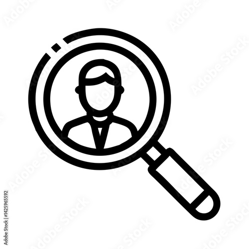 Magnifying Glass with Person Icon Representing Talent Search and Human Resource Recruitment