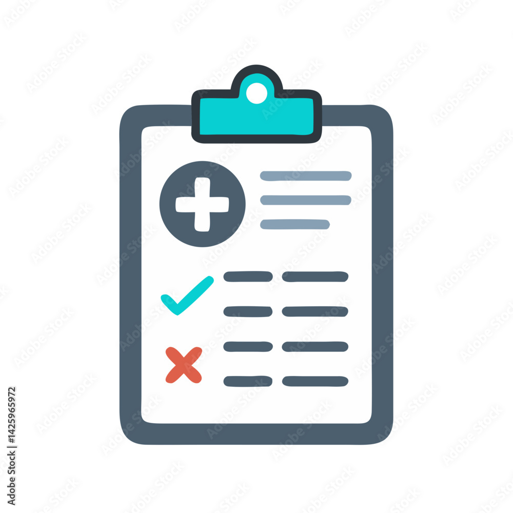Medical Clipboard Icon Representing Health Science and Patient Records Medical Clipboard Icon Representing Health Science and Patient Records