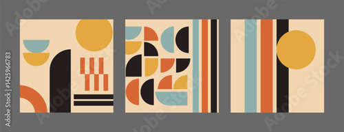 Mid-Century Modern Geometric Abstract Set