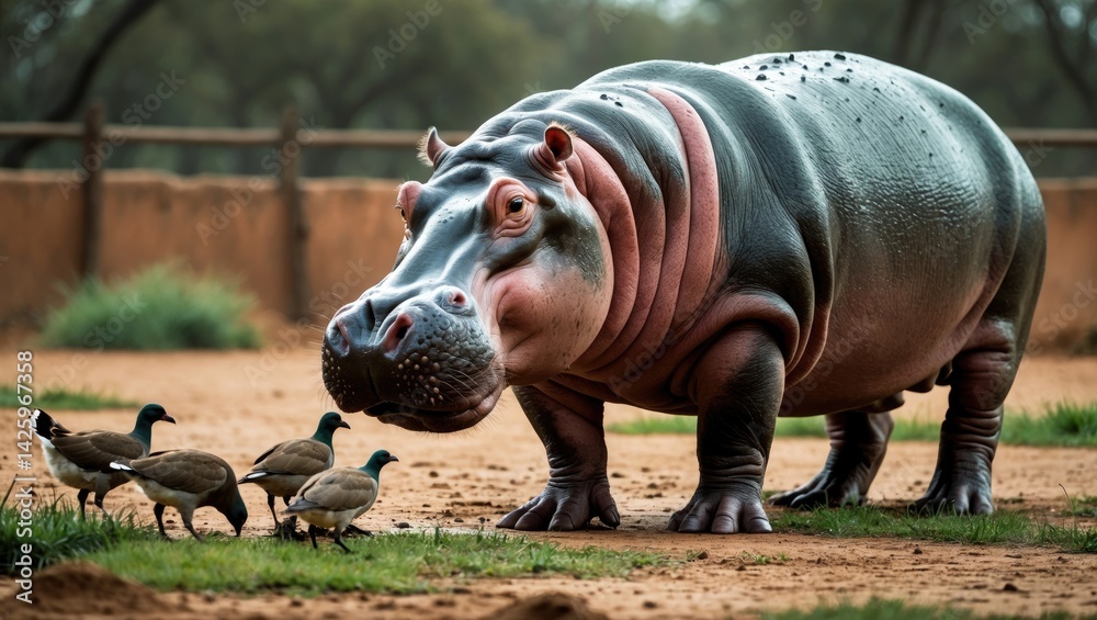 Fototapeta premium Enclosed hippopotamus
