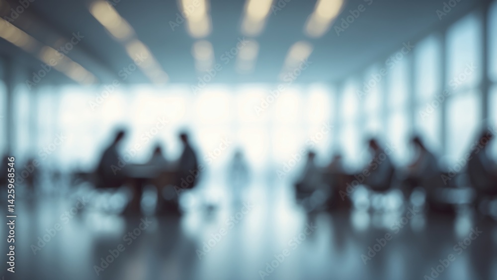 Abstract blurred office background with spacious modern design and glass windows Abstract blurred office background with spacious modern design and glass windows