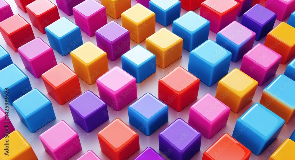 Fototapeta premium colorful cubes vector 3d abstract pattern art design on plain white background illustration