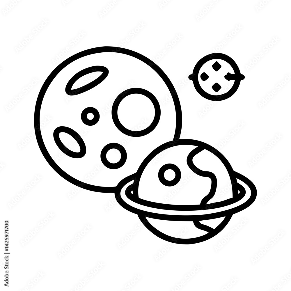 Obraz premium Planet and Moon Icon Representing Astronomy Study