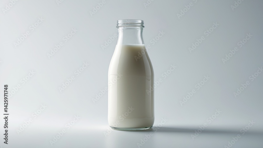 Glass of fresh milk in a bottle isolated on white background Glass of fresh milk in a bottle isolated on white background