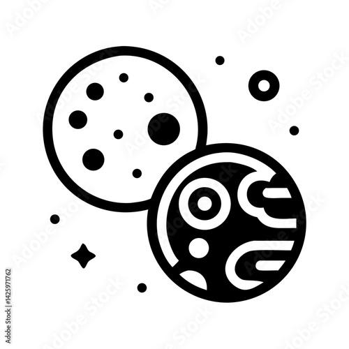  Planet and Moon Icon Representing Astronomy Study