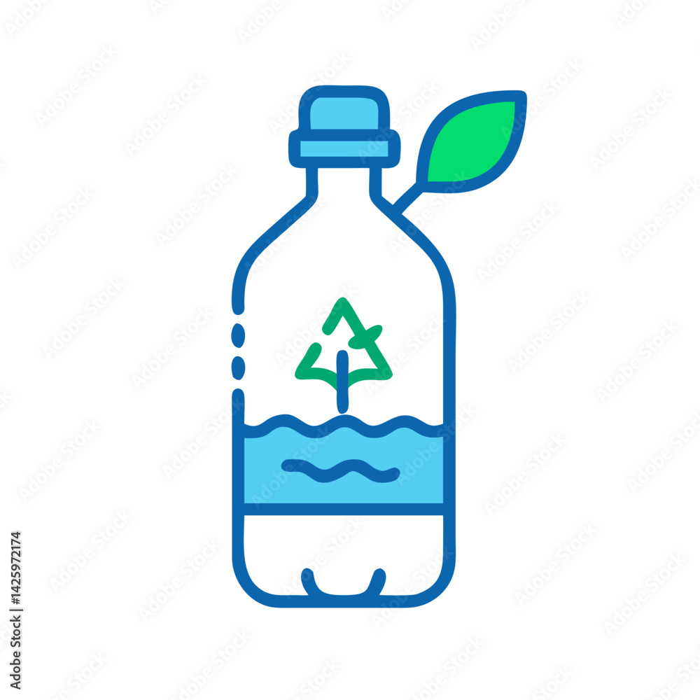 Plastic Bottle with Sprout Representing Recycling