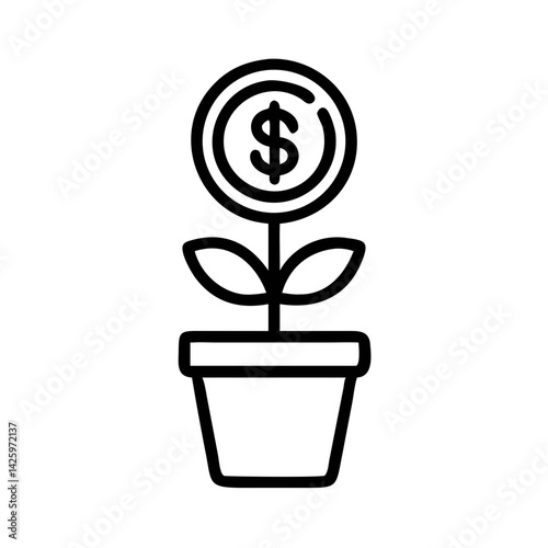 Plant Pot with Dollar Symbol Representing Investment