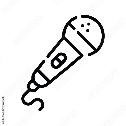 A captivating outline icon showing wired singing mic
