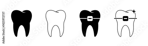 Tooth icons set. Dental symbol. Vector illustration.