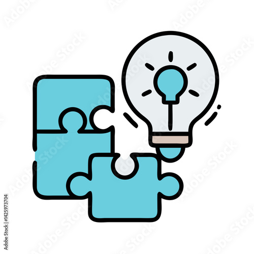 Puzzle with Light Bulb Icon Representing Education
