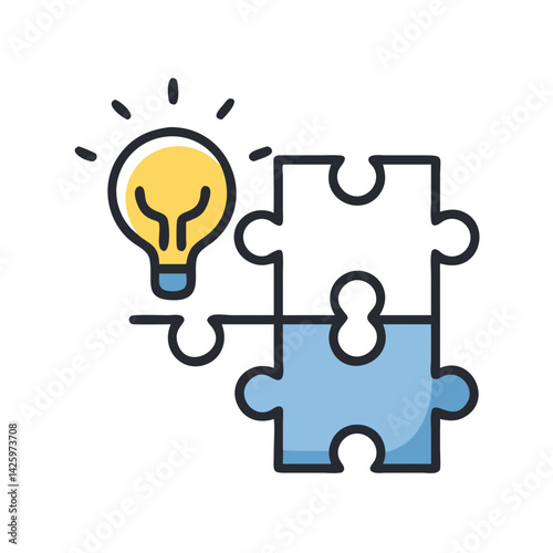 Puzzle with Light Bulb Icon Representing Education